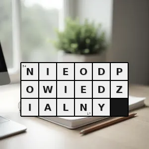 Hasło krzyżówkowe taki który świadczy o czyimś braku odpowiedzialności taki który może mieć niebezpieczne trudne do przewidzenia konsekwencje - nieodpowiedzialny – rozwiązanie, synonimy, podpowiedzi i definicje krzyżówkowe