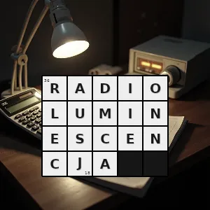 Hasło krzyżówkowe świecenie substancji pod wpływem promieniowania jądrowego - radioluminescencja – rozwiązanie, synonimy, podpowiedzi i definicje krzyżówkowe